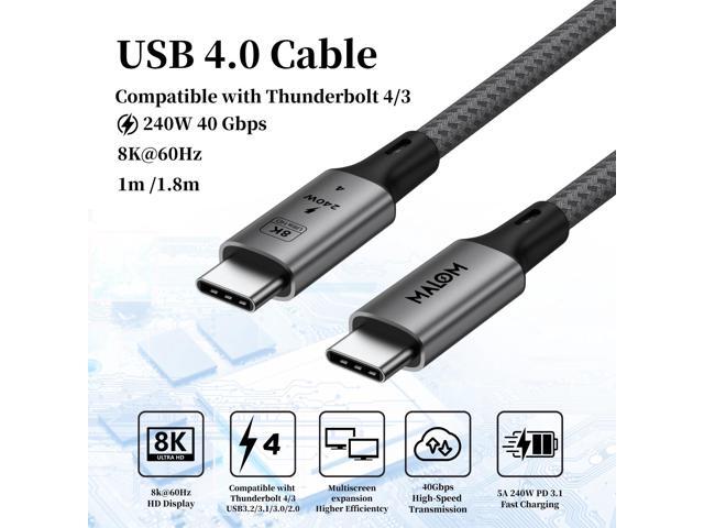 MALOM USB C to C 4.0, 40Gbps for Thunderbolt 4 Cable, 240W Fast Charging, 8K@60Hz, 4K@144Hz, USB C Display Cable, USB4 for iPhone 16/15 Series,...