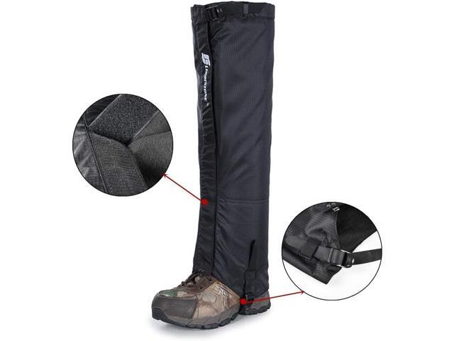 Boot Gaiters Soft shell Windproof Composite Fleece Lining Adjustable Wide Strap-black size M