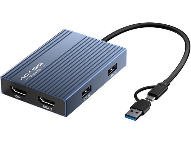 ACASIS USB C to Dual HDMI DisplayLink Adapter, 4K@60Hz, 2 HDMI & 3 USB-A Ports, 100W PD Charging, USB C DisplayLink Docking Station for Mac.
