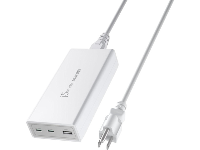 j5create 185W GaN USB-C/A 3-Port Laptop Super Charger w/Power Delivery 3.1, Supports MacBook Pro MagSafe 140W, Power and Charge...