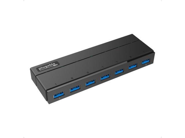Plugable 7-Port USB 3.0 Hub with 36W Power Adapter - Driverless - Effortlessly Connect Devices and Transfer Data at High Speeds