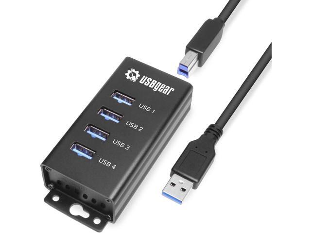 USBGear 4 Port USB Hub 3.2 Gen 1 Mountable SuperSpeed Data Hub with USB Ports for Laptop, PC, Desktop, and More, 5V/2A Power Adapter with Type-A...