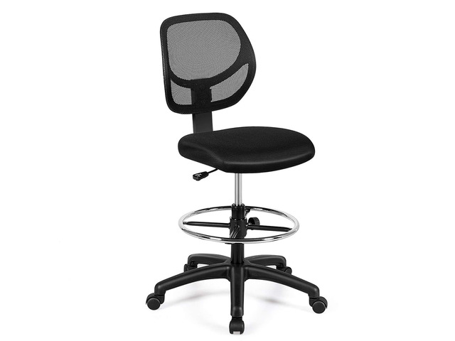 Drafting Chair Tall Office Chair with Back, Height Adjustable Home Office Chair on Wheels, Ergonomic Computer Standing Desk Chair with Footrest...
