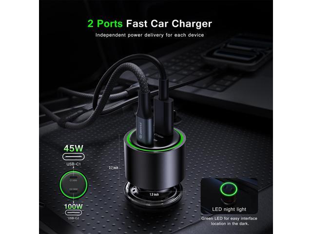 Esoulk 145W Super Fast Charging Car Charger For Macbooks, Laptops, Tablets, Smartphones with 6Ft 100W USB-C Cable