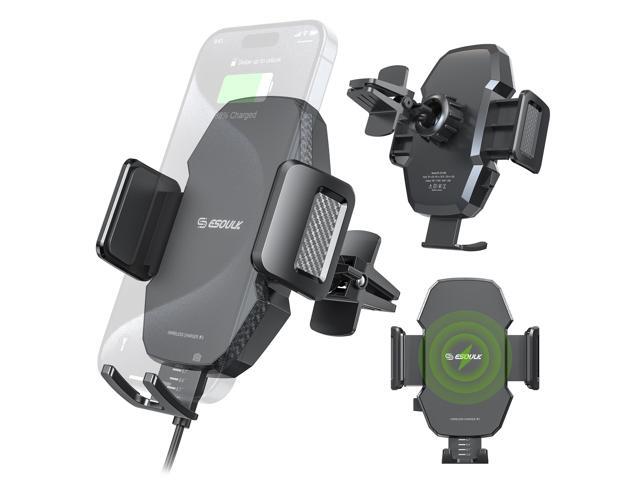 Esoulk Wireless Car Charger, 15W Fast Charging Auto-Clamping Phone Mount Air Vent Holder For Samsung iPhone Universal