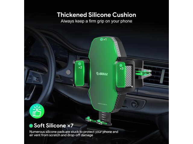 Esoulk Wireless Car Charger, 15W Fast Charging Auto-Clamping Phone Mount Air Vent Holder For Samsung iPhone Universal