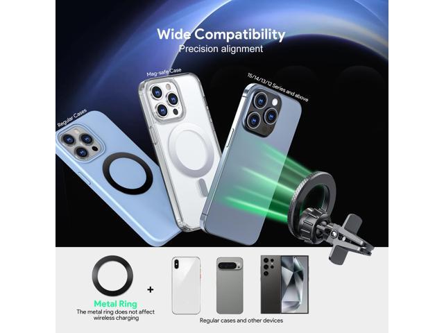 Esoulk Magsafe Compatible Air Vent Magnetic Car Holder Mount with Magnetic Ring Adapter