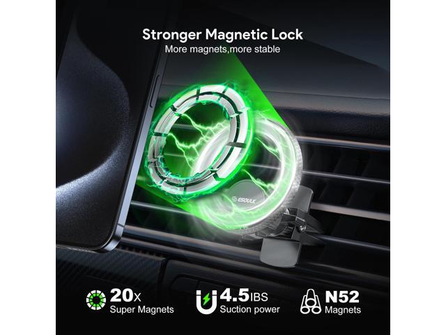 Esoulk Magsafe Compatible Air Vent Magnetic Car Holder Mount with Magnetic Ring Adapter