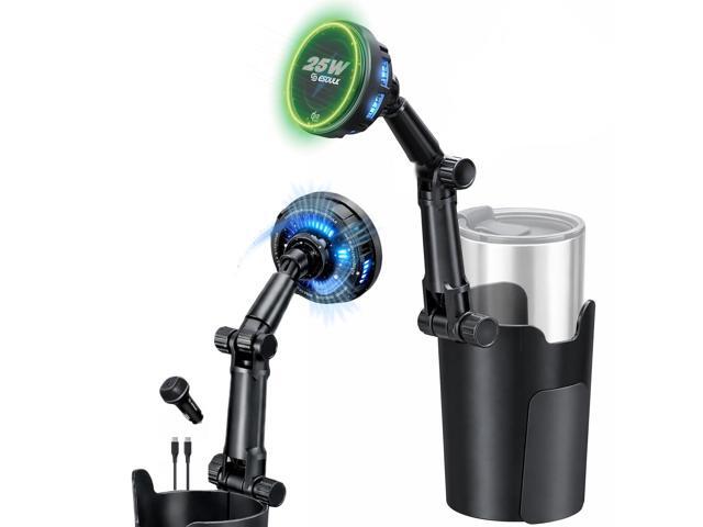 Esoulk 25W Qi 2.2 Cooling Magnetic Wireless Car Charger For Car Cup Holder Compatible with iPhone 17 Pro Max