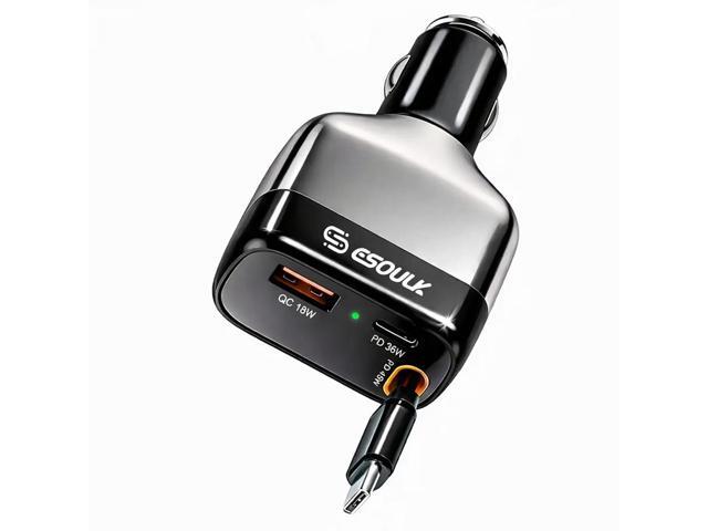 Esoulk Car Charger For Samsung S25/S24/S23/S22 Ultra iPhone 17 Pro Max 45W USB-C + PD 36W + QC 18W