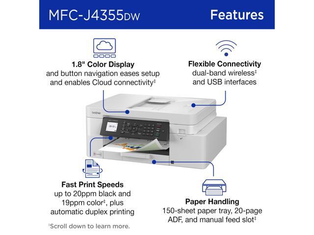 Brother - INKvestment 4355 Wireless All-in-One Inkjet Printer with 1.8” Color Display (MFC-J4355DW), Great for Small Offices - White - image 10