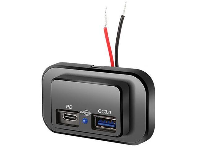 Car Charger Socket Dual USB Port Quick Charging Power Adapter Outlet Panel Mount