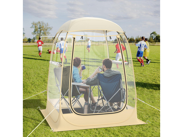 SPORFIT Pop up Sports Tent, Portable Weather Pod for 1-6 Person, Garden Screen House Shelter with Floor Mat & Carry Bag, Outdoor Clear Bubble Tent...