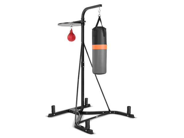 SPORFIT 2-in-1 Punching Bag Stand for Adults, Heavy Bag Stand with Height Adjustable Speed Bag, Weighted Base Hold Up to 220 LBS, Freestanding...