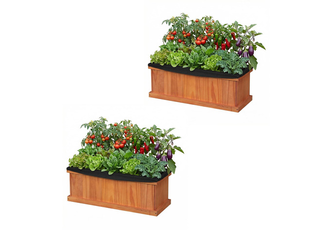 SPORFIT Wooden Raised Garden Bed, Large Rectangular Planter with Drainage Holes, Removable Bottom & Liner for Flowers Vegetables, Outdoor Elevated...