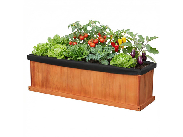 SPORFIT Wooden Raised Garden Bed, Large Rectangular Planter with Drainage Holes, Removable Bottom & Liner for Flowers Vegetables, Outdoor Elevated...