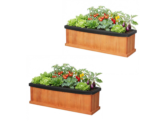 SPORFIT Wooden Raised Garden Bed, Large Rectangular Planter with Drainage Holes, Removable Bottom & Liner for Flowers Vegetables, Outdoor Elevated...