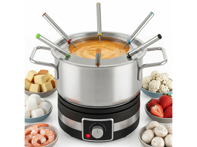 ARLIME 1200W Electric Fondue Set, Stainless Steel Fondue Pot