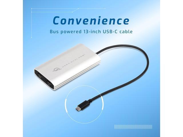 OWC USB-C Adapter to Dual HDMI 4K with DisplayLink - Supports 2 4K Monitors at 60Hz - Compatible with Mac M1/M2/M3/M4, PC, ChromeOS - Plug & Play