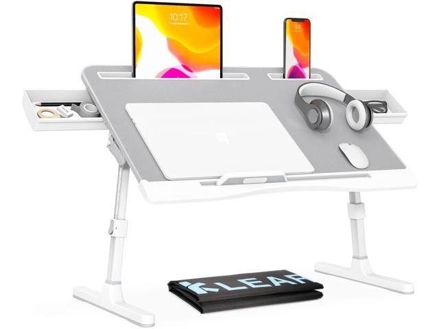 Foldable Laptop Bed Tray Desk with Extral Drawstring Bag, Adjustable Bed Table with Heights and Angles, Lap Desk for Eating, Working, Writing,.