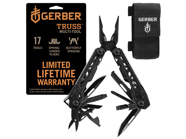 Truss 17-in-1 EDC Multitool Pliers, Pocket Knife with Sheath, Black Compact EDC multitool, needle nose pliers, pocket knife, 17 tools, gifts for...