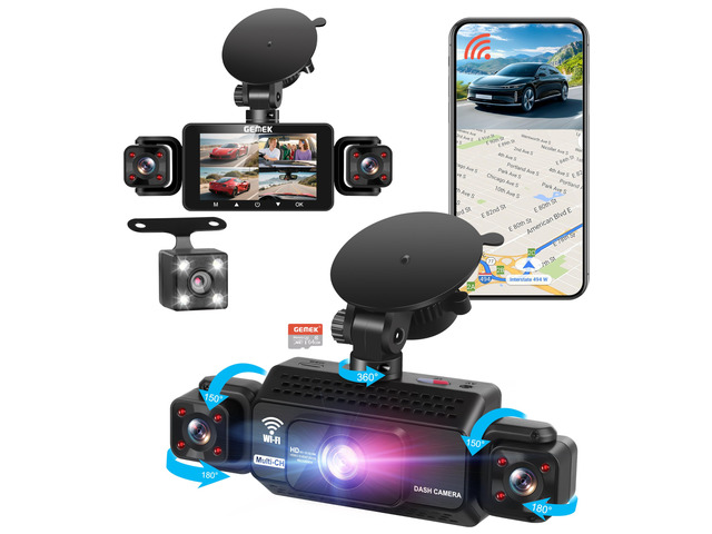 4 Channel Dash Cam 360° View 5G WiFi & APP Control, 2K Front and Rear Inside, Left Right Dash Camera for Cars Free 64GB TF Card, G-Sensor, Night...