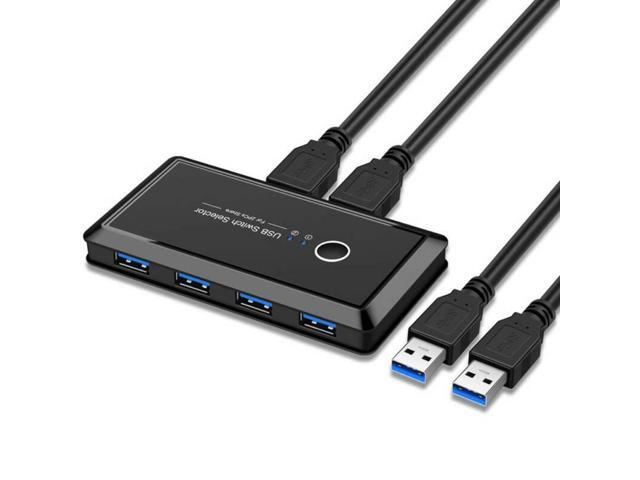 VAREQOY USB Sharing Switch for 2 Computers Sharing 4 USB 3.0 Ports, KVM Switches Adapter Hub for PC, Printer, U-disk, Mouse, Keyboard with One...