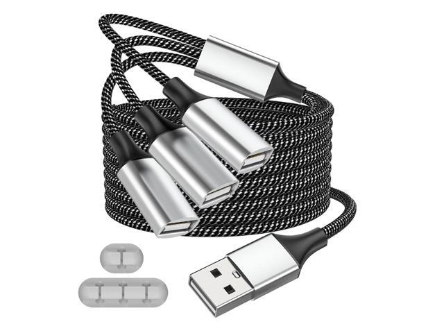VAREQOY 6.6Ft USB Cable - 1 Male to 3 Female Adapter Compatible with Webcam, Camera, Phone, USB Hub, Mouse, Keyboard, Printer, Hard Drive, Headset,...