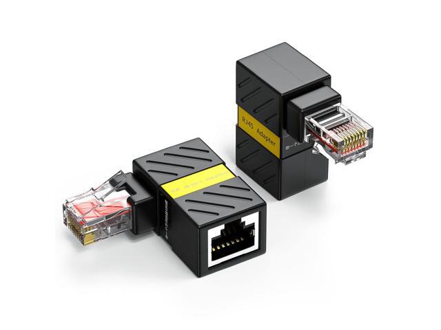 VAREQOY 2 Pack Cat6 Ethernet Extenders 360 Degree Rotation, Cat5 Cat6 Extension Adapter 90 Degree Right Angle Network LAN RJ45 Male to Female...