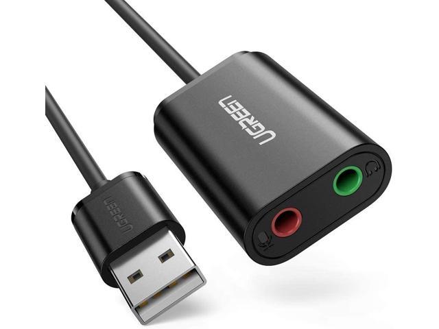 VAREQOY USB Audio Adapter External Stereo Sound Card With 3.5mm Headphone And Microphone Jack For Windows, Mac, Linux, PC, Laptops, Desktops, PS4