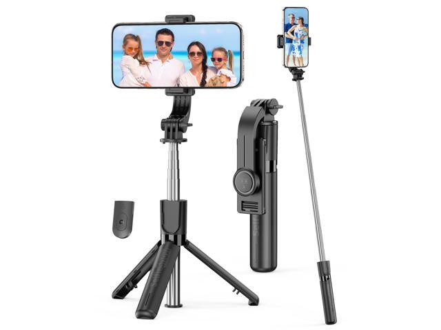 VAREQOY Portable Selfie Stick, 4 in 1 Extendable Phone Tripod Stand with Detachable Wireless Remote & Phone Holder 360° Rotating Mini Travel Tripod...