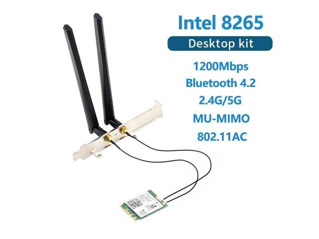VAREQOY Wireless Dual band 1200Mbps 802.11ac Desktop Kit Intel 8265 Bluetooth 4.2 Wifi Card 2.4G/5Ghz MU-MIMO 8265NGW Adapter Antenna