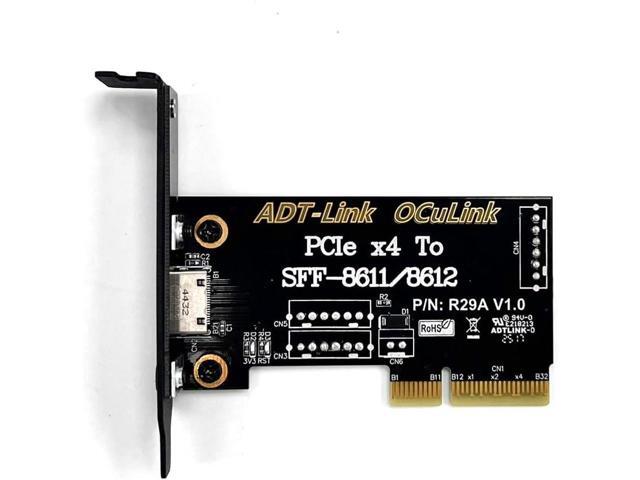 SOEWIOU PCIe4.0 x4 to SFF-8611/8612 OCuLink Adapter Card 64Gbps with Half and Full Height Baffle Support Chassis External