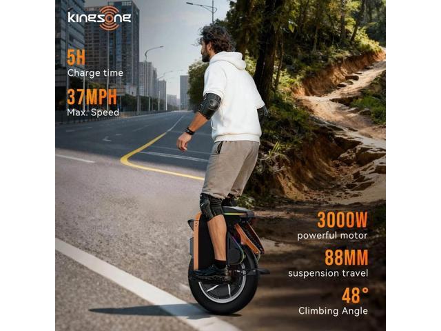 KINGSONG S16 Pro Electric Unicycle for Adults: 3000W Motor with 88mm Suspension Travel. Self-Balancing EUC Delivers 35 MPH & App Control for Smooth...