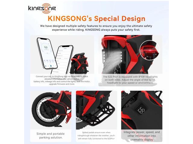 KINGSONG S22 Pro+ Electric Unicycle: 125-Mile Range & 130mm Suspension. Off-Road EUC with 18' Tire Built for Adult Riders Who Demand Ultimate...