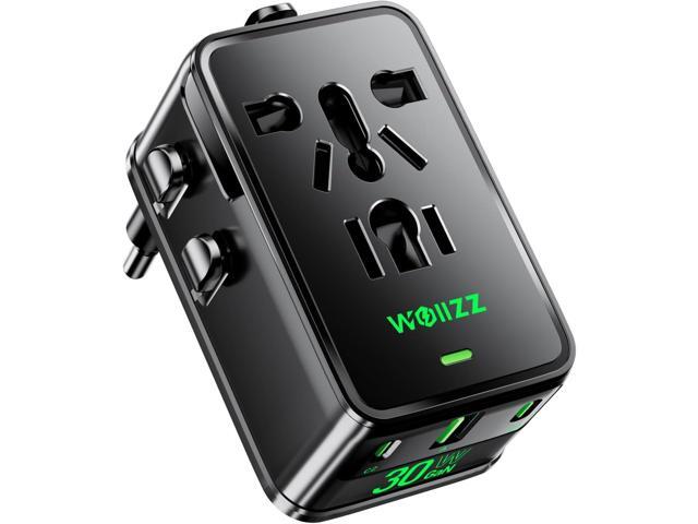 Universal Travel Adapter, 30W GaN Fast Charging International Power Adapter Worldwide Charger with 4 Ports 1 AC, 1 USB-A, and 2 USB-C Ports Plug...