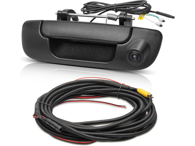 RED WOLF Tailgate Handle w/Backup Camera Compatible with 2002-2008 Dodge Ram 1500 2500 3500 Tailgate Door Rear View Reverse Backup Camera with RCA...