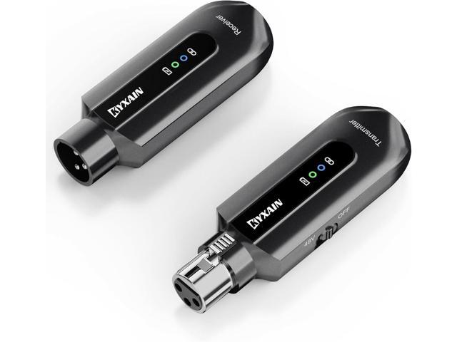 Wireless Microphone Transmitter Receiver 2.4GHz, Wireless Microphone Adapter Rechargeable XLR Transmitter Receiver for Mixer PA Speaker DSLR.
