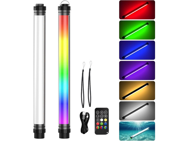 Handheld Photography Light Professional LED Video Light Wand 12 Lighting Mode, Stepless Dimming,CRI95 IP68 Waterproof with10400mAH Rechargeable...