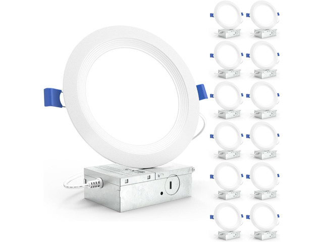 Sunco 12 Pack 6 Inch LED Recessed Light, Ceiling Canless Recessed Lights, Baffle Trim Ultra Thin, 850 LM, 14W, 4000K Cool White, Dimmable, Wafer...