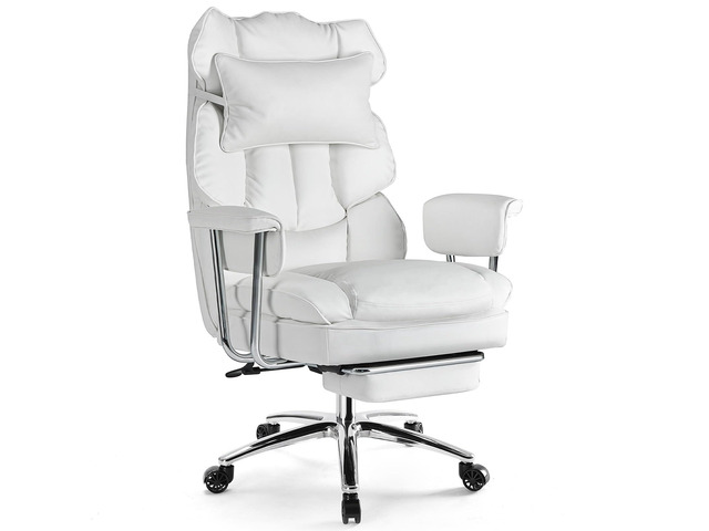 Sweetcrispy Executive Home Office Desk Chair - Ergonomic Big Tall High Back with Footrest & Lumbar Support, Reclining Height Adjustable, Comfy PU...