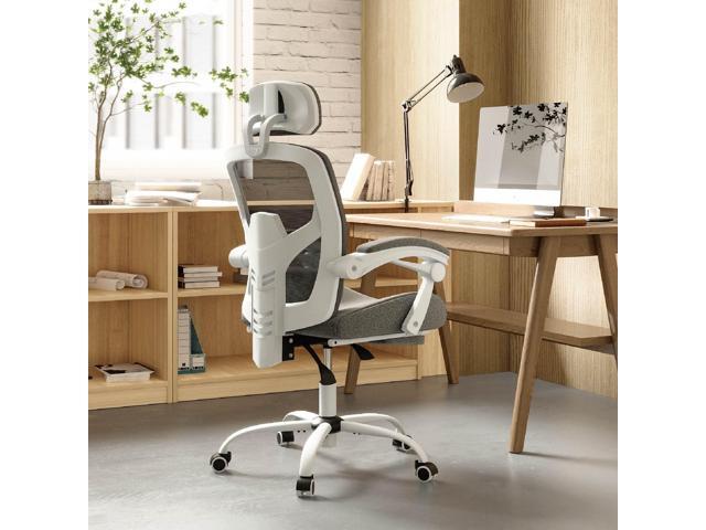 Ergonomic High-Back Mesh Gaming Chair with Retractable Footrest, Reclining Swivel Desk Chair with Lumbar & Headrest Support
