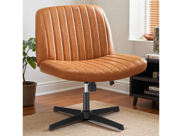 Wide Seat Armless Desk Chair, Height Adjustable Swivel Task Chair for Home Office & Vanity