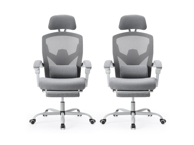Ergonomic High Back Mesh Office Chair with Retractable Footrest, Adjustable Headrest & Lumbar Support Swivel Desk Chair