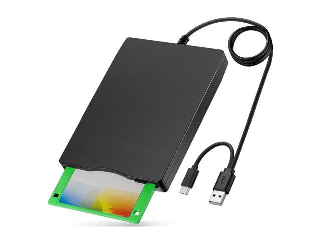 SOEWIOU External USB 3.5-inch USB Floppy Disk Reader 1.44 MB FDD Portable Floppy Disk for PC Laptops Windows/XP/7/8/10/11 Plug and Play (Black)