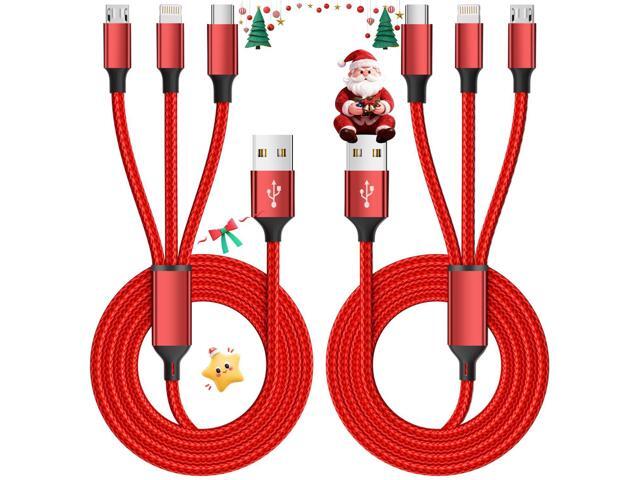 SOEWIOU Multi Charging Cable, (2 Pack 4FT) Multi USB Charger Cable 3 in 1 Charging Nylon Braided Charging Cord with Type-C, Micro USB, IP Port for...