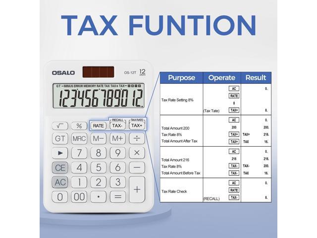 SOEWIOU Pocket Small Size Desk Calculator, 12 Digit Large LCD Display, Basic Tax Function Handheld Desktop Calculator with Solar Battery Dual...