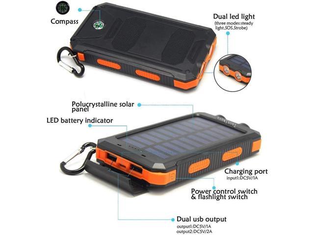 SOEWIOU Upgrade Solar Power Bank, Portable Charger, 20000mAh Solar Charger with Dual LED Flashlight 2 USB A Ports + USB C Port and...