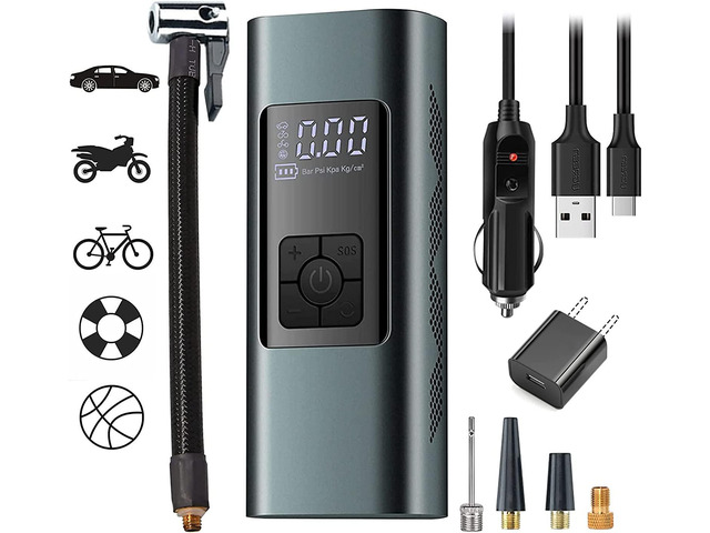 SOEWIOU Tire Inflator Portable Air Compressor for Car Tires 12 Volt Electric Car Air Pump Rechargeable 6000mA 140PSI Tire inflator Pump with...