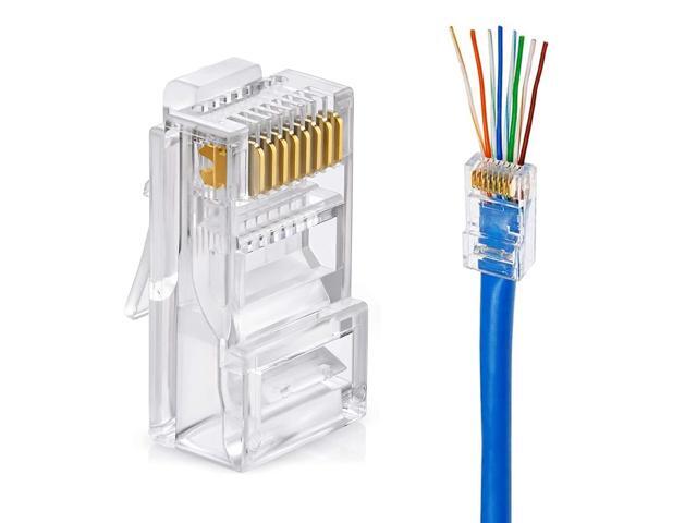 SOEWIOU Cat6 Connector Cat6 RJ45 Ends 50-Pack Cat6 / Cat5e / Cat5 RJ45 Connector Ethernet Cable Crimp Connectors UTP Network Plug for Solid Wire...
